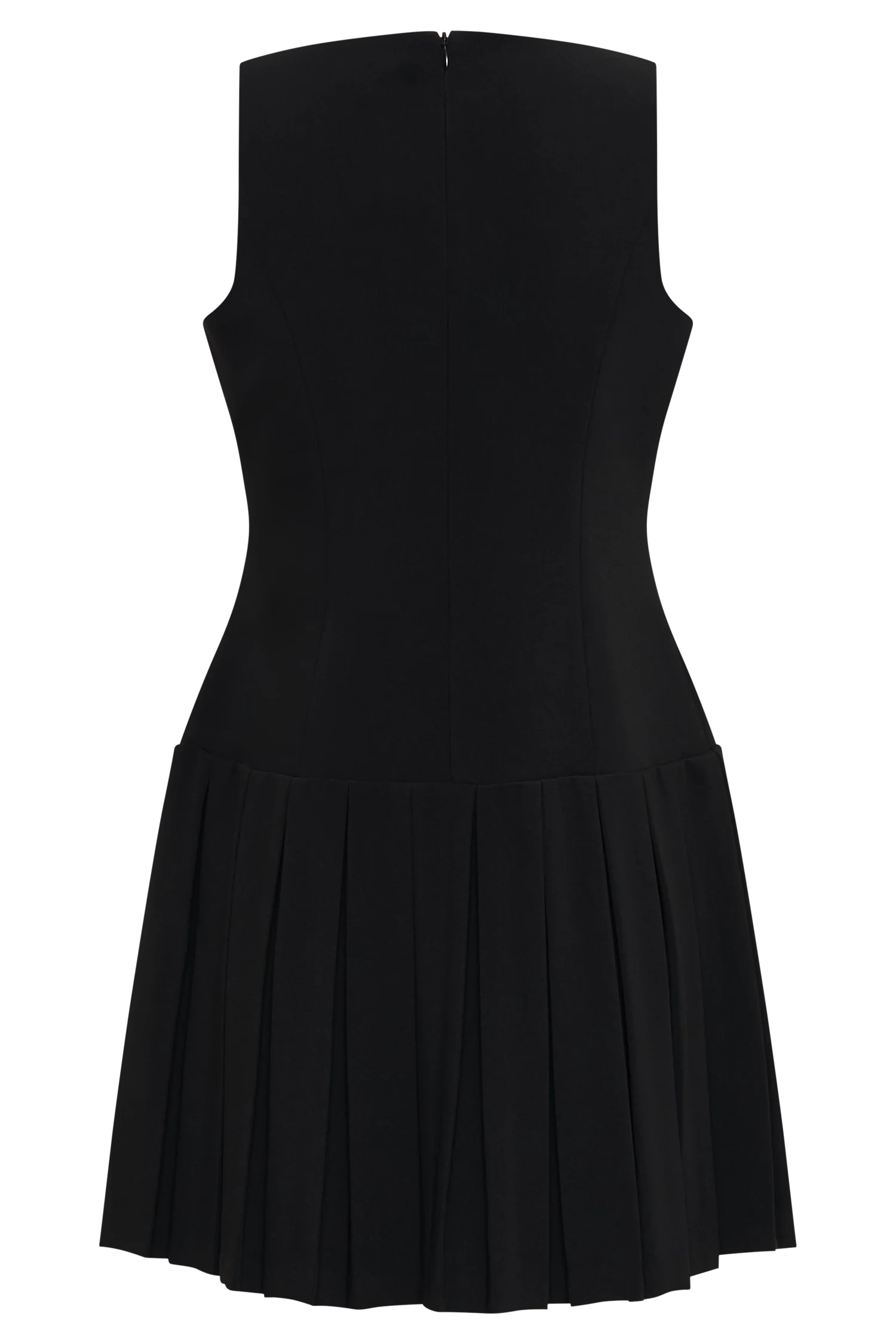 Mackenzie Sleeveless Pleated Mini Dress Black
