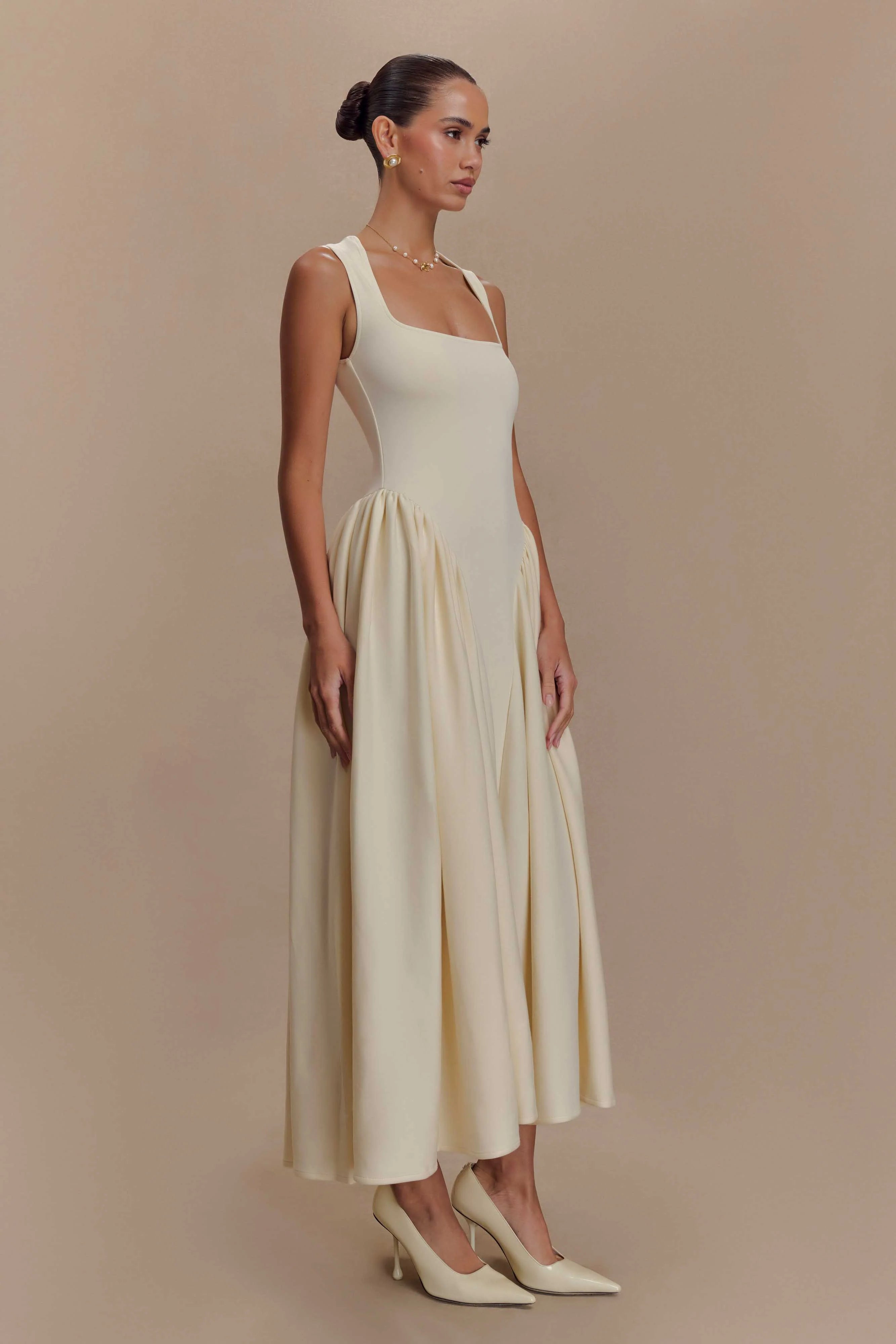 Sharon Scuba Jersey Midi Dress Ivory