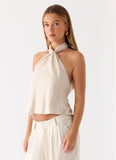 Maddox Linen Top Oat