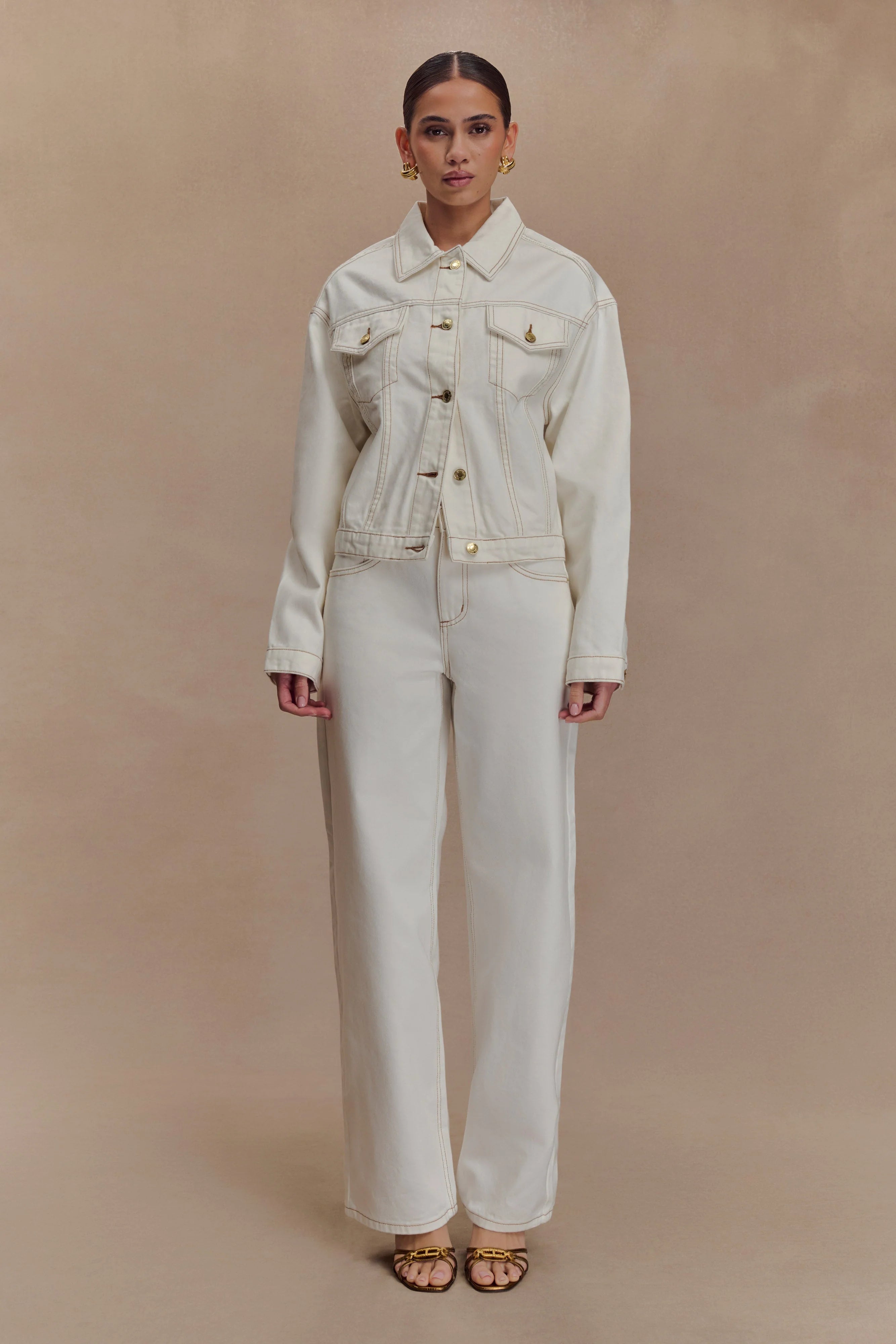 Kirra Cinched Denim Jacket White