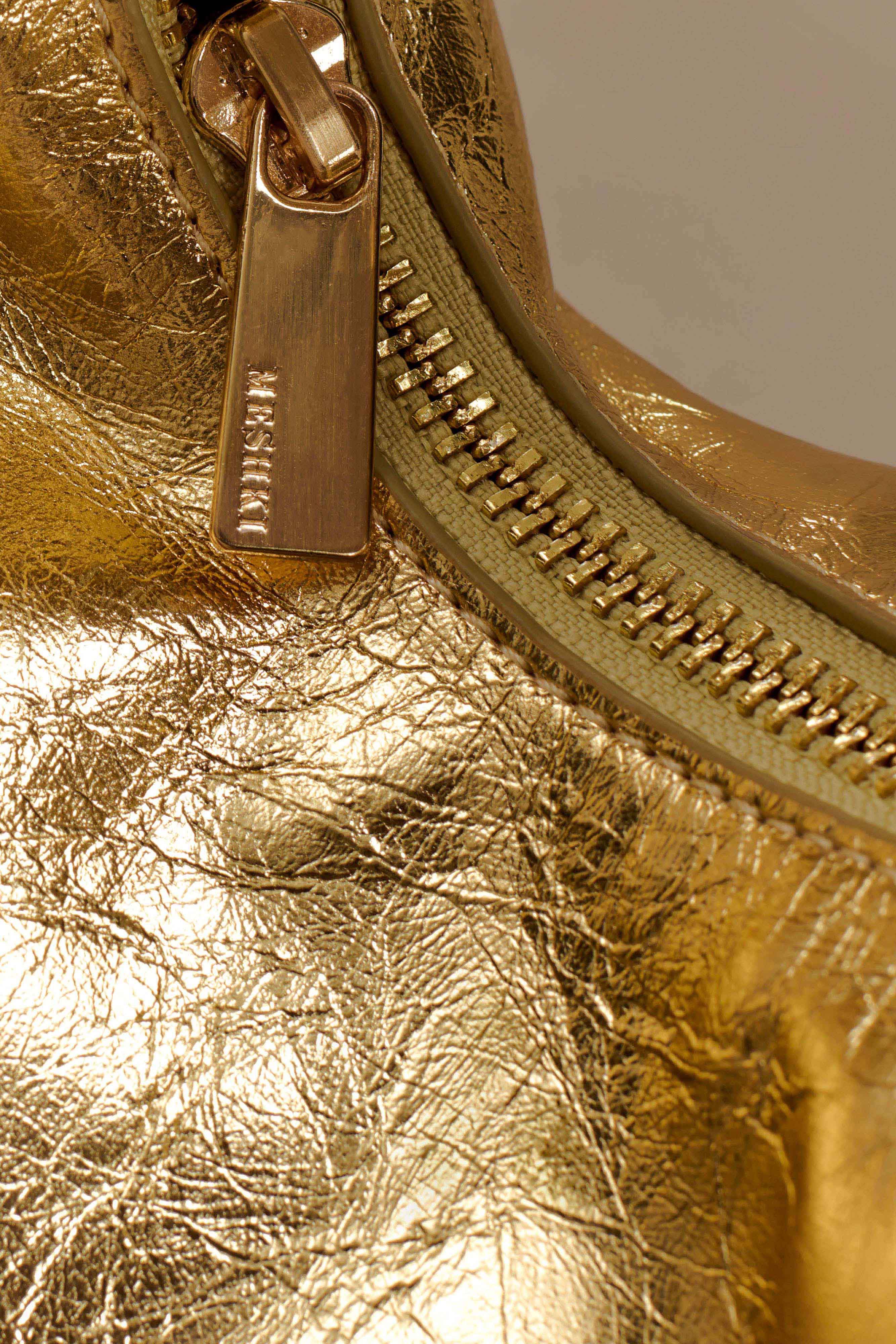 Bristol Mini Croissant Leather Bag Gold