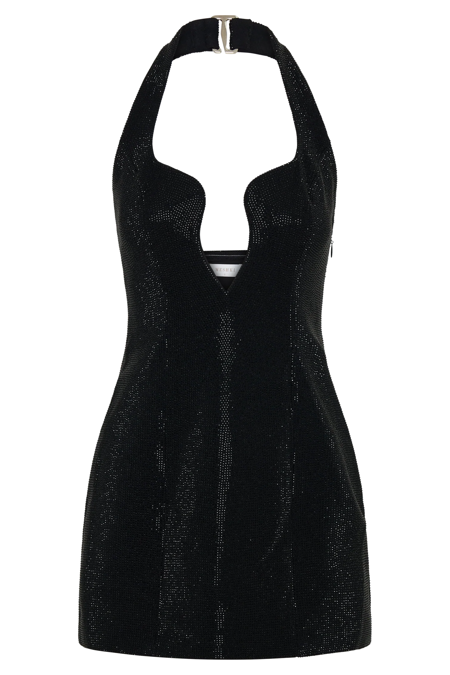 Raina Diamante Halter Mini Dress Black