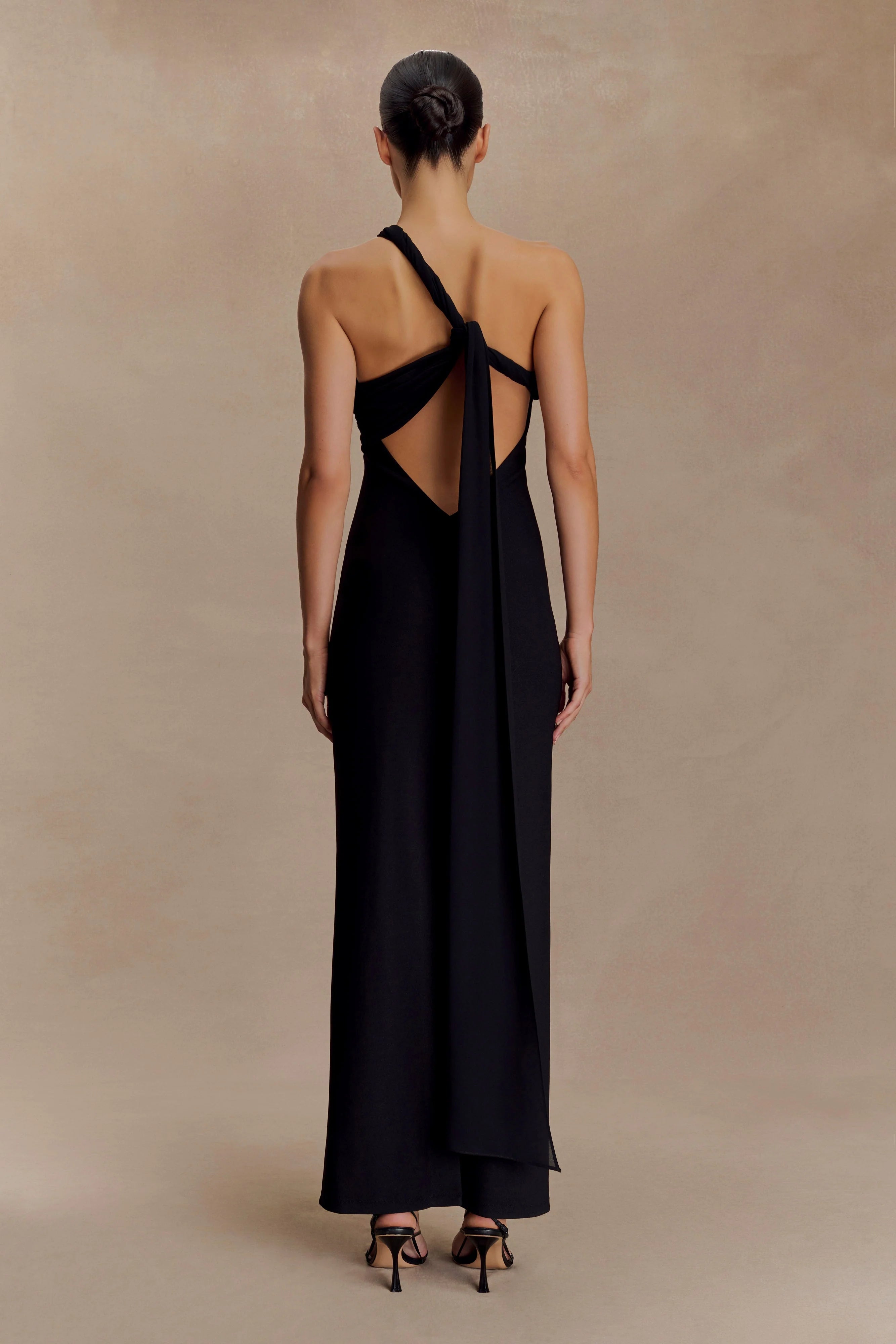 Philippa Knotted Crepe Maxi Dress Black