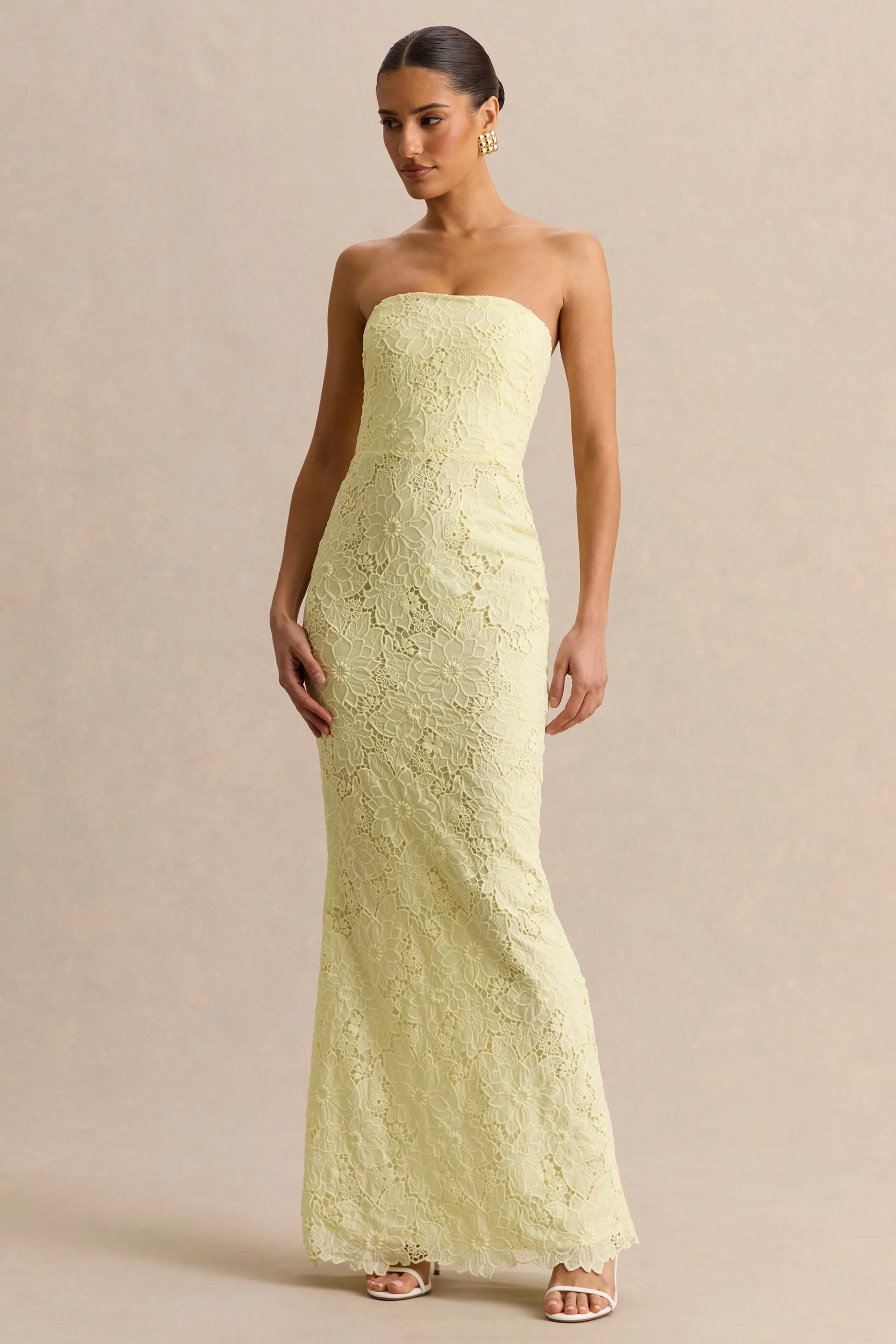 Suzie Lemon Lace Bandeau Maxi Dress