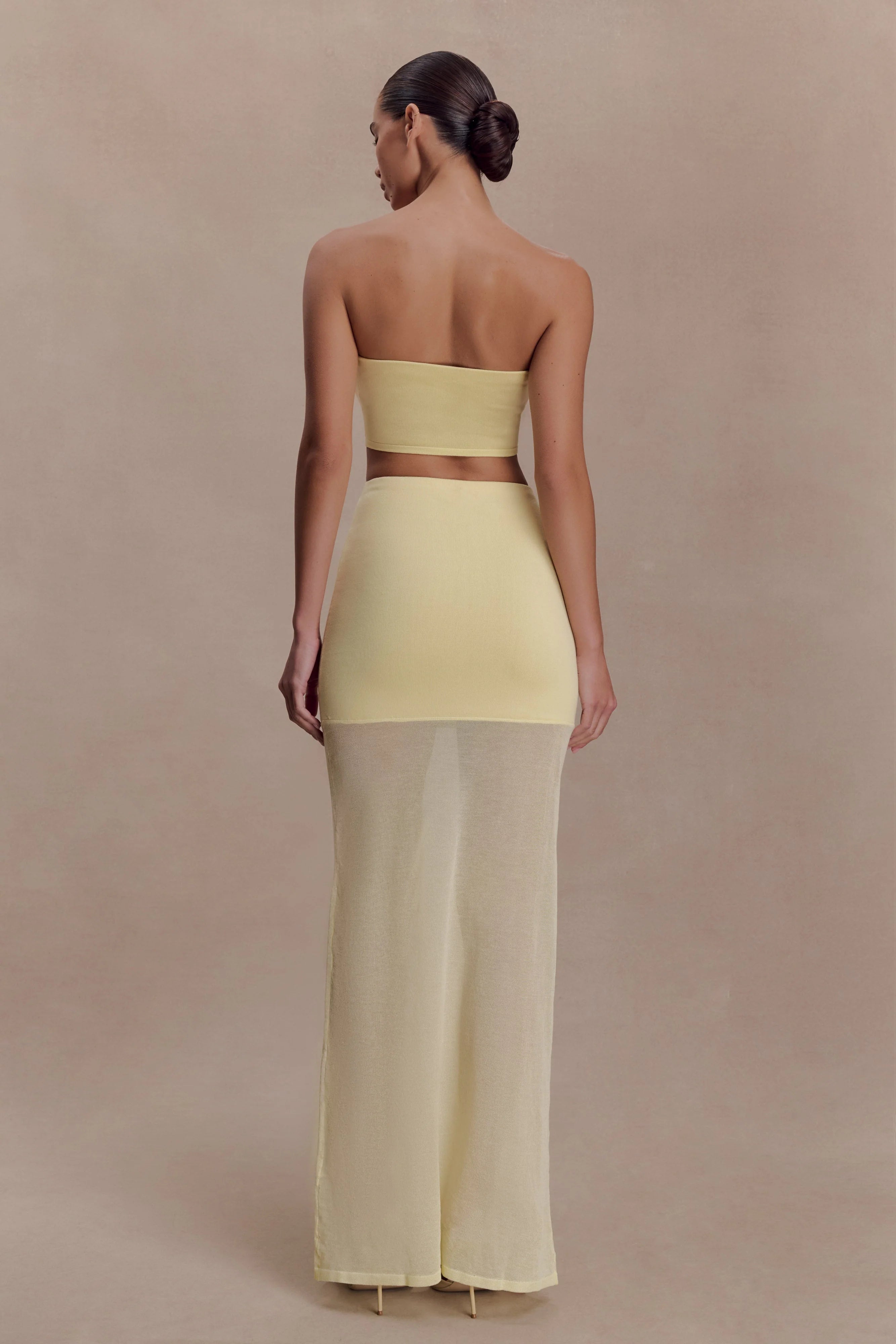 Tanyel Sheer And Bandage Knit Maxi Skirt Lemon