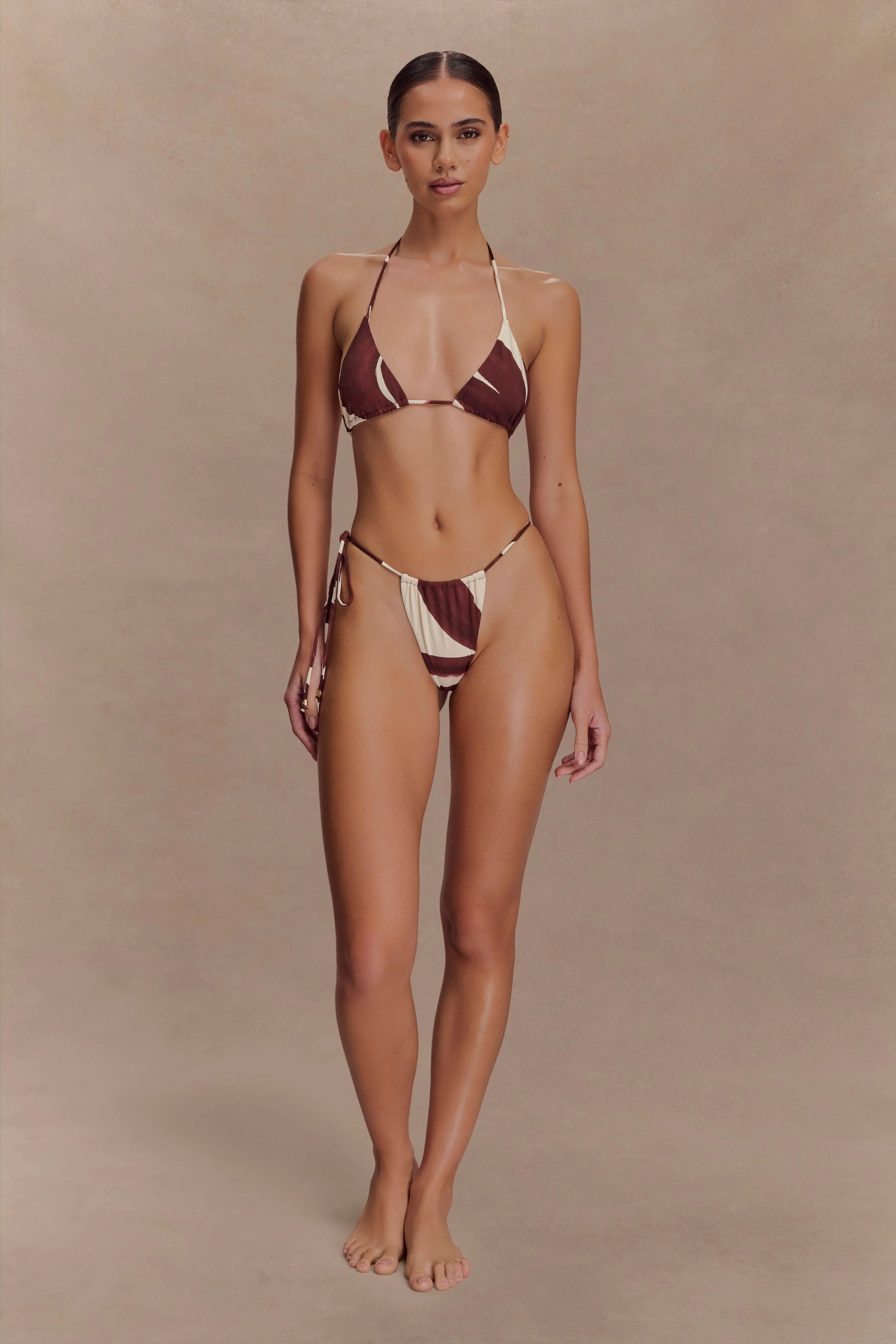 Marquise Bikini Top Chocolate Deco Fleur Print