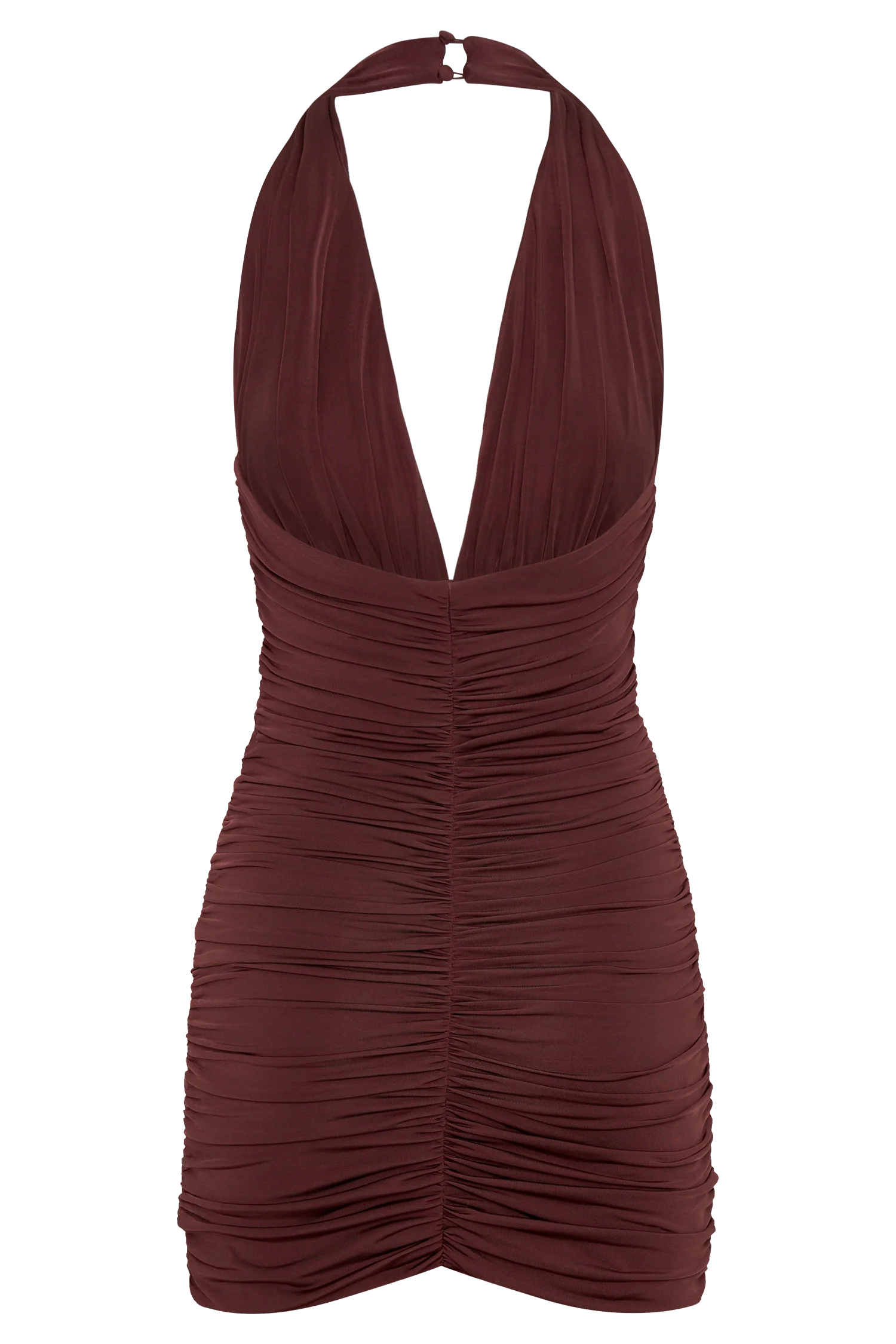 Fleur Ruched Slinky Mini Dress Mahogany