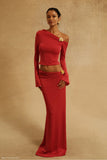 Ainsley Asymmetrical Maxi Skirt With Floral Hardware Fuchsia Pink