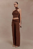 Lydia Slinky Asymmetrical Halter Top Chocolate