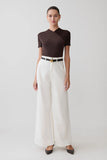 Junie Shortsleeve Cross Over Bodysuit Chocolate