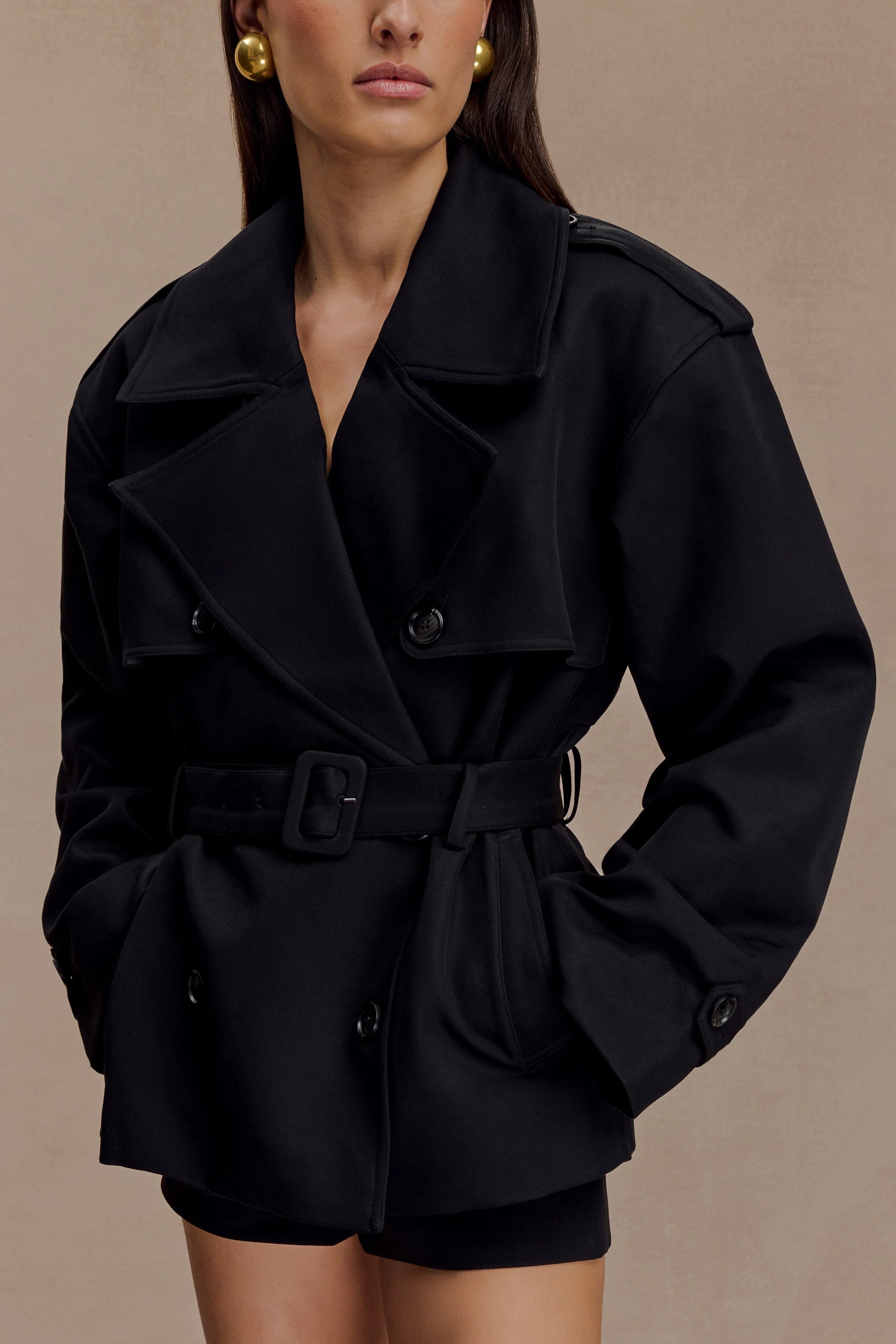 Alden Short Trench Jacket Black