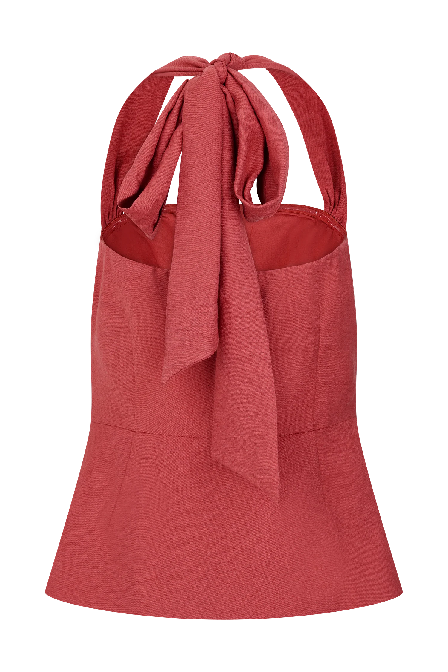 Kallie Linen Peplum Halter Top Burnt Rose