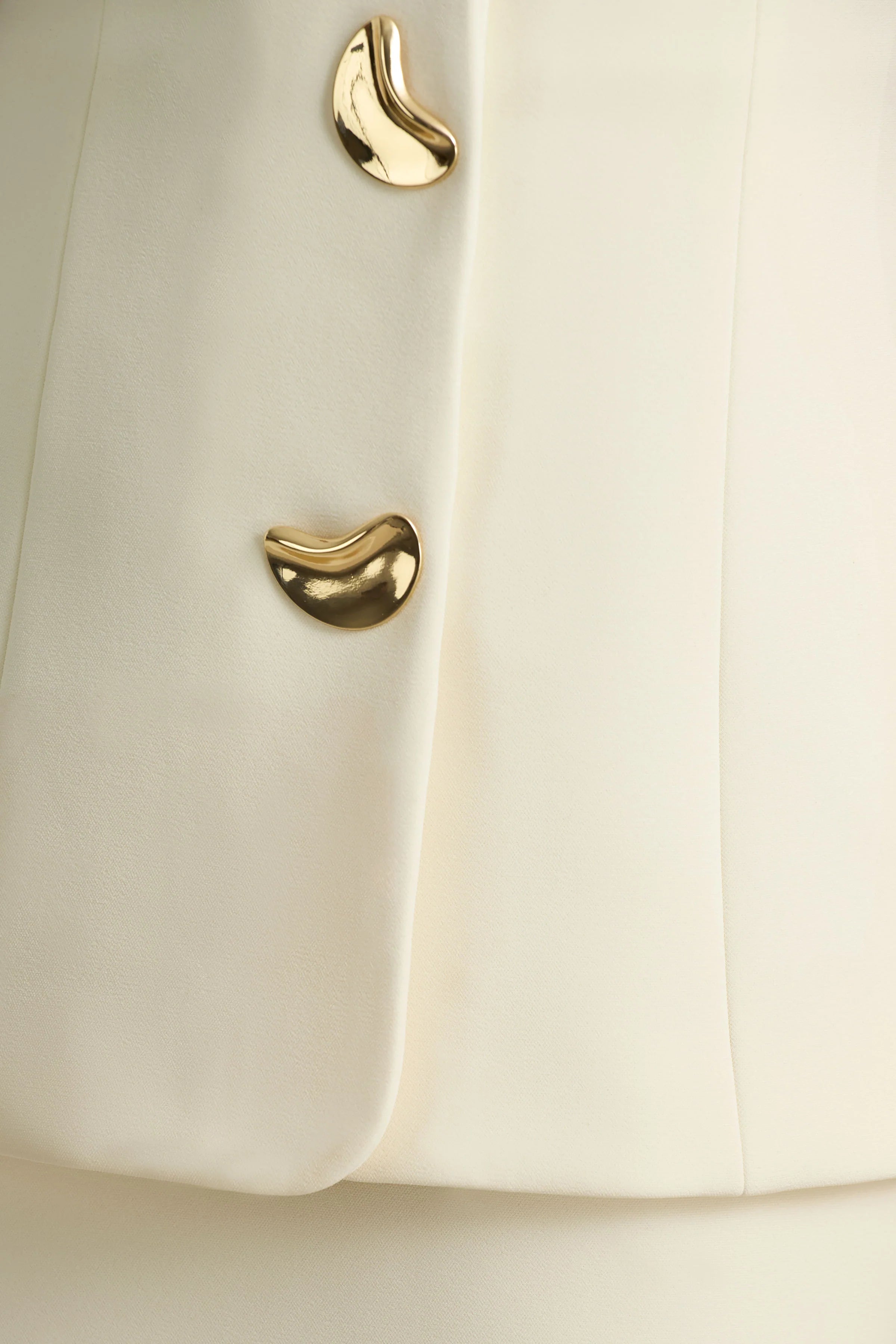 Angel Cream Plunge Neck Tailored Mini Dress With Gold Detailing