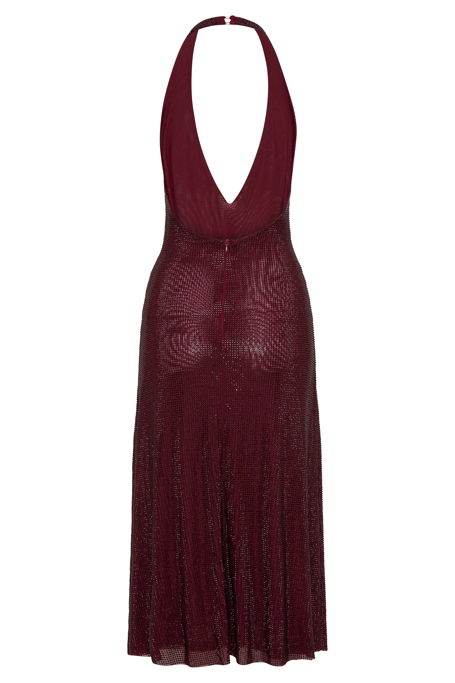 Genie Diamante Halter Midi Dress Mahogany