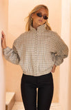 Lee Beige Plaid Funnel Neck Jacket PRE ORDER