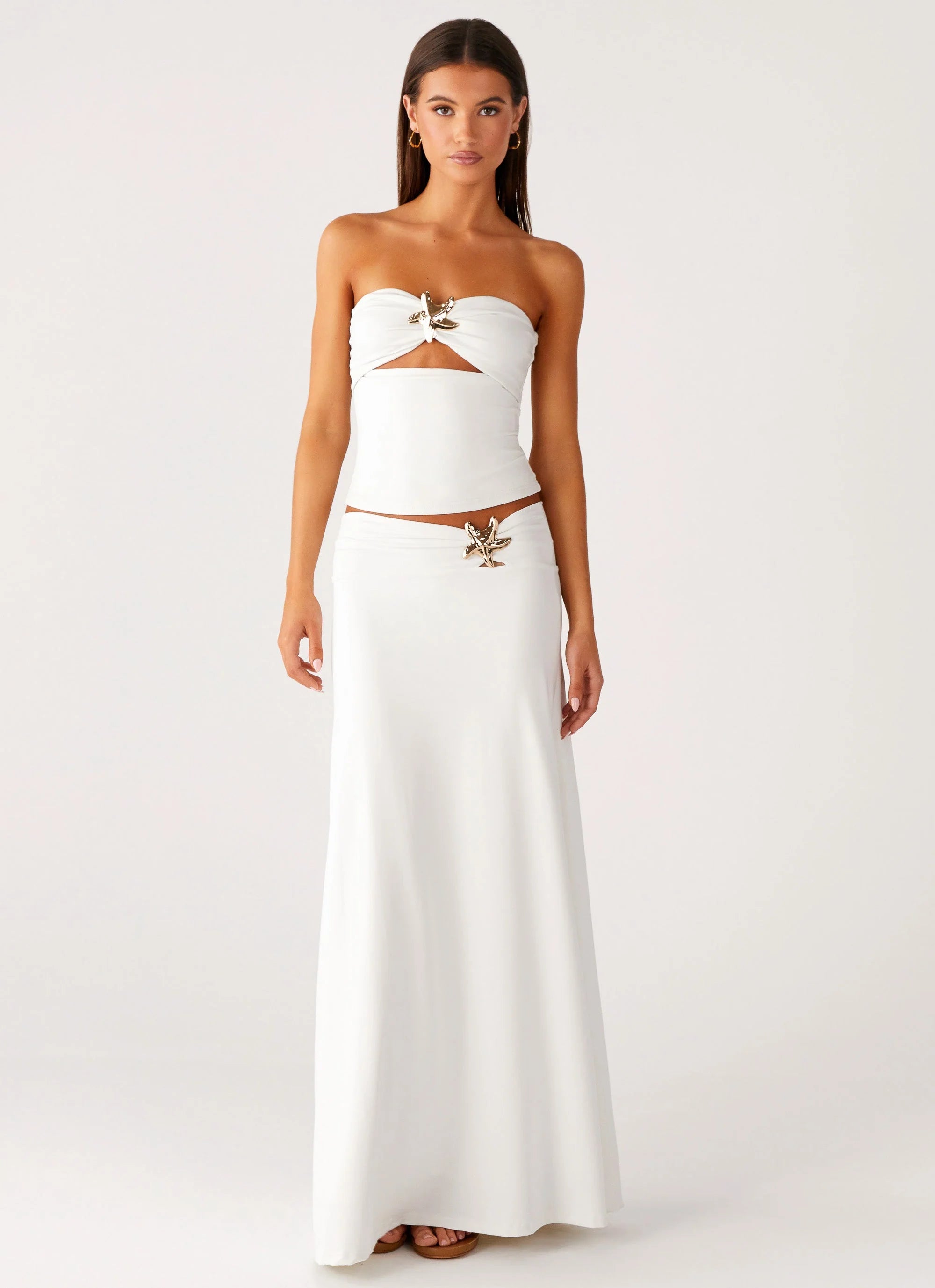 Shoreline Glow Maxi Skirt Off White