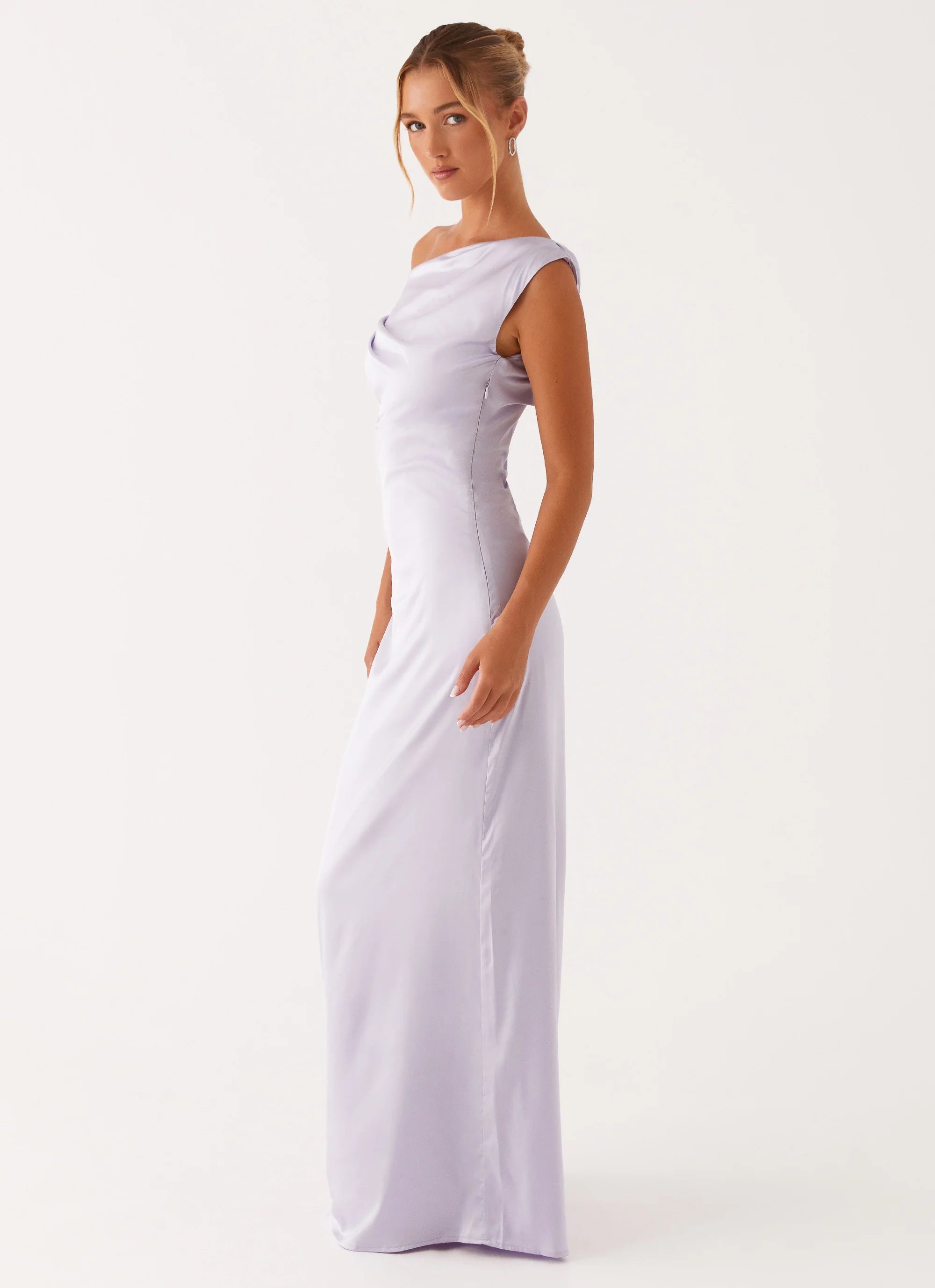 Heart Of Glass Satin Maxi Dress Lilac