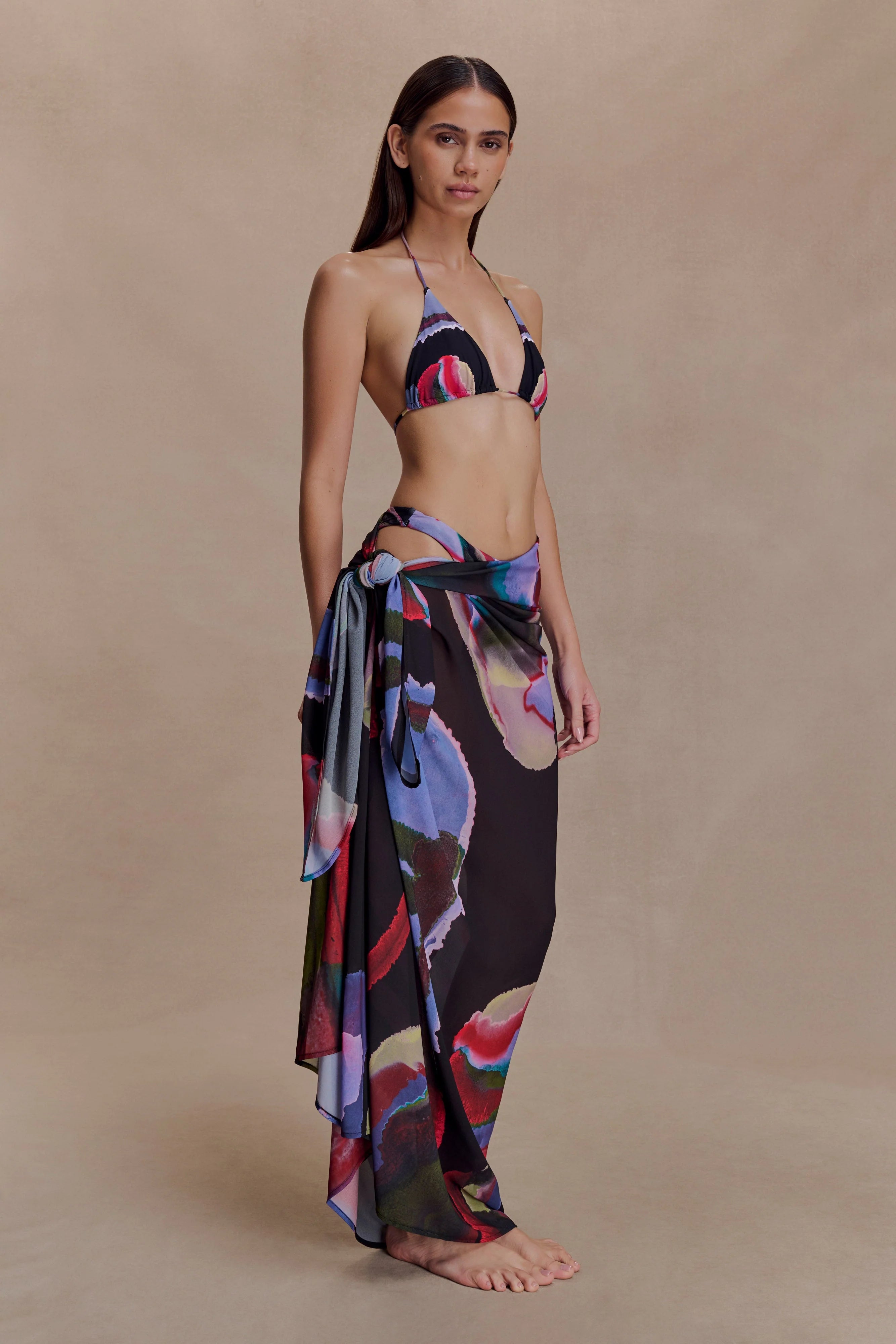 Evie Chiffon Sarong Multi Fluid Reverie Print