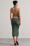 Raleigh Sage Green Cowl Neck Midi Dress