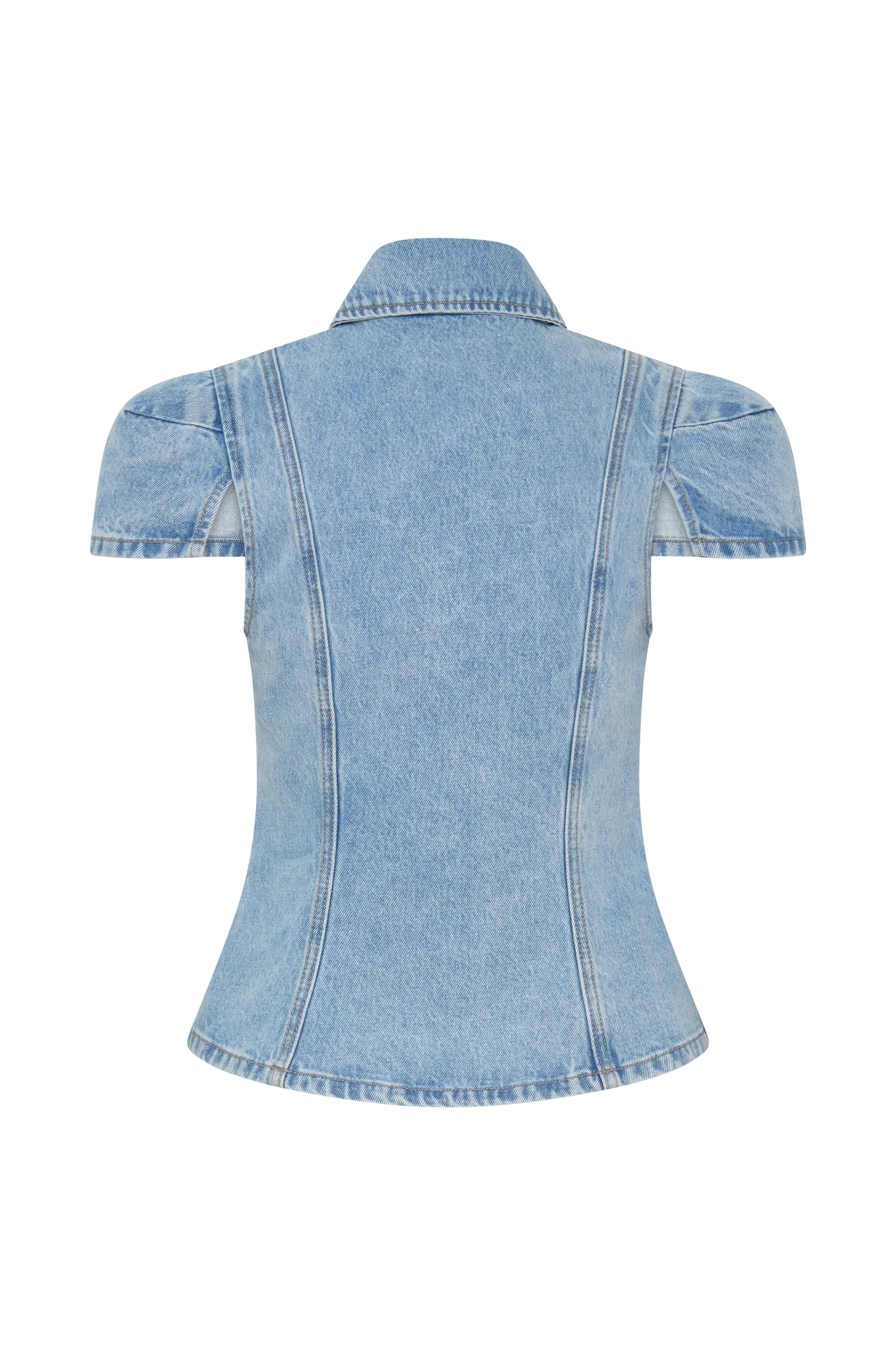 Bently Short Sleeve Denim Top Washed Light Blue
