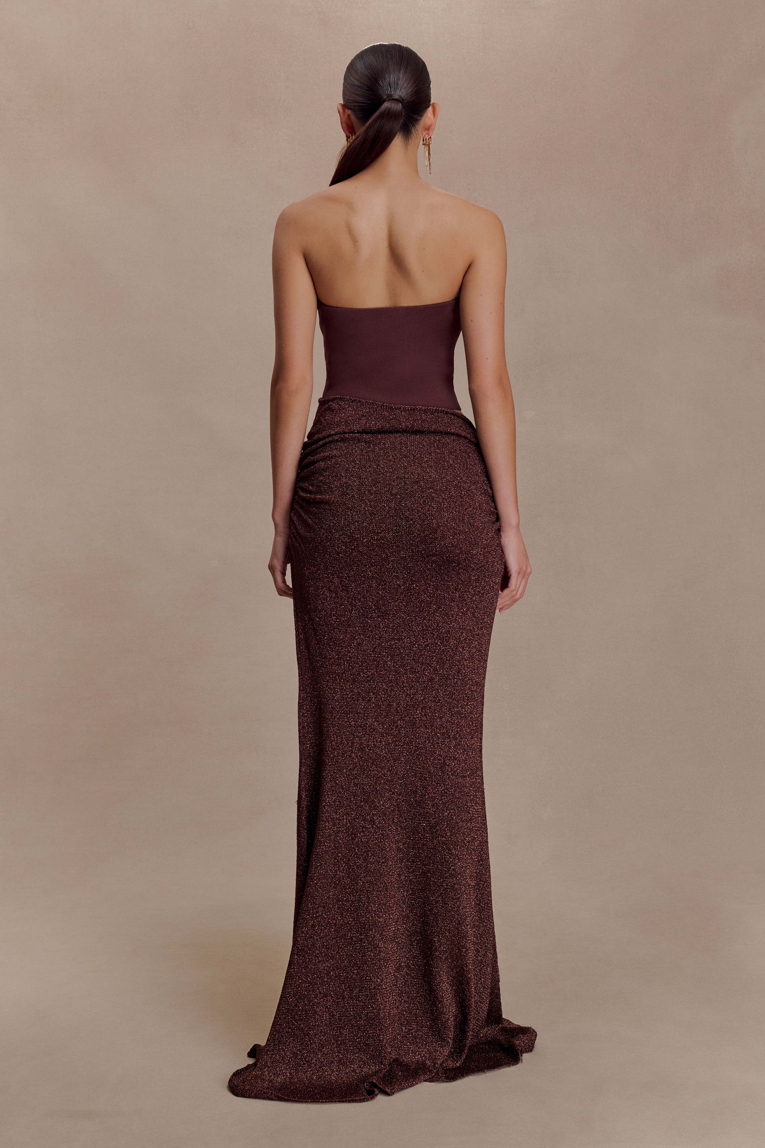Jasiel Strapless Knit Maxi Dress Chocolate
