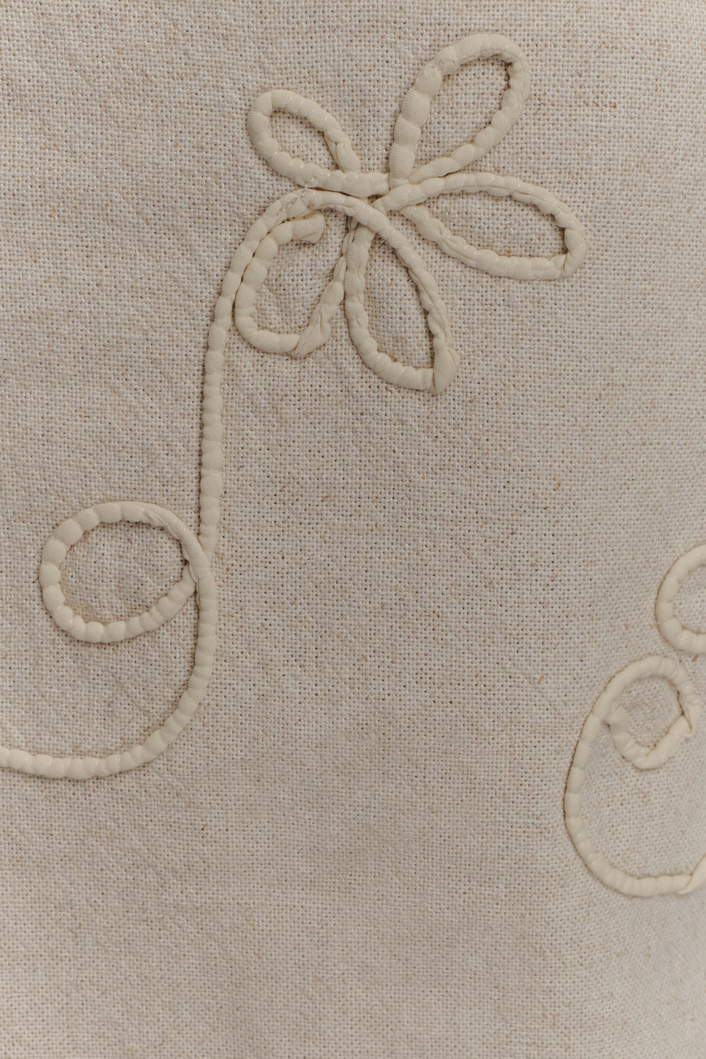 Casey Linen Corded Embroidered Linen Top Natural