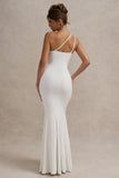 Neroli White Strapless Asymmetric Twisted Maxi Dress