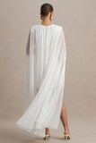 Charlene White High Neck Maternity Mini Dress With Mesh Cape