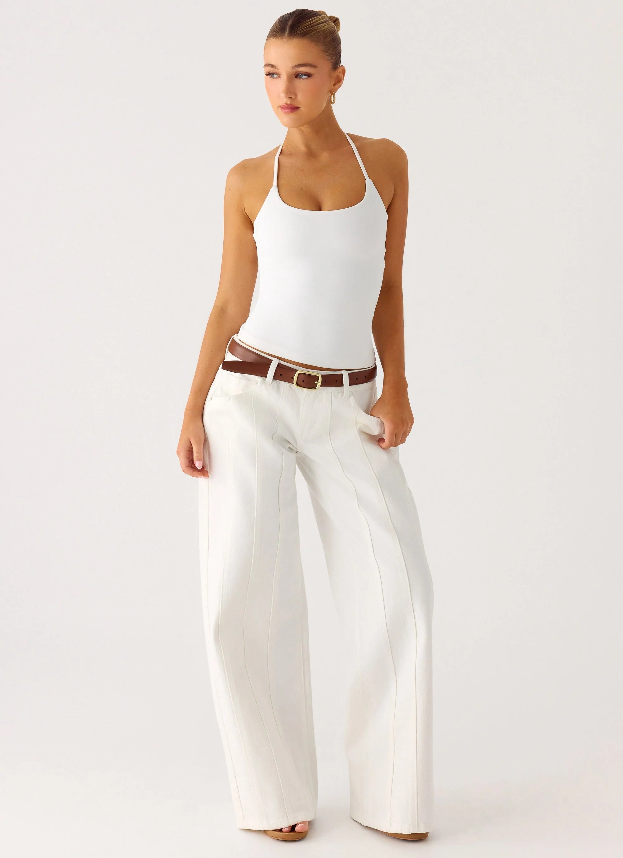 Johnny Low Rise Wide Leg Denim Jeans White