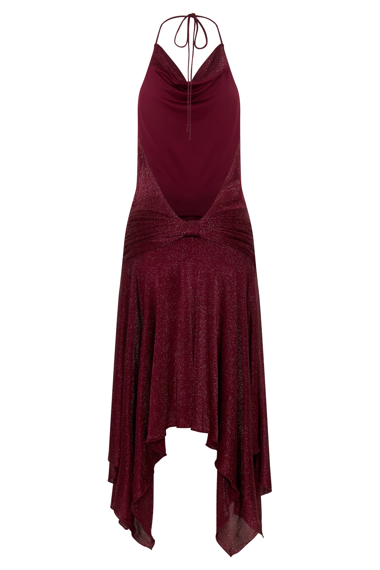 Sylvie Lurex Hankie Midi Dress Wine