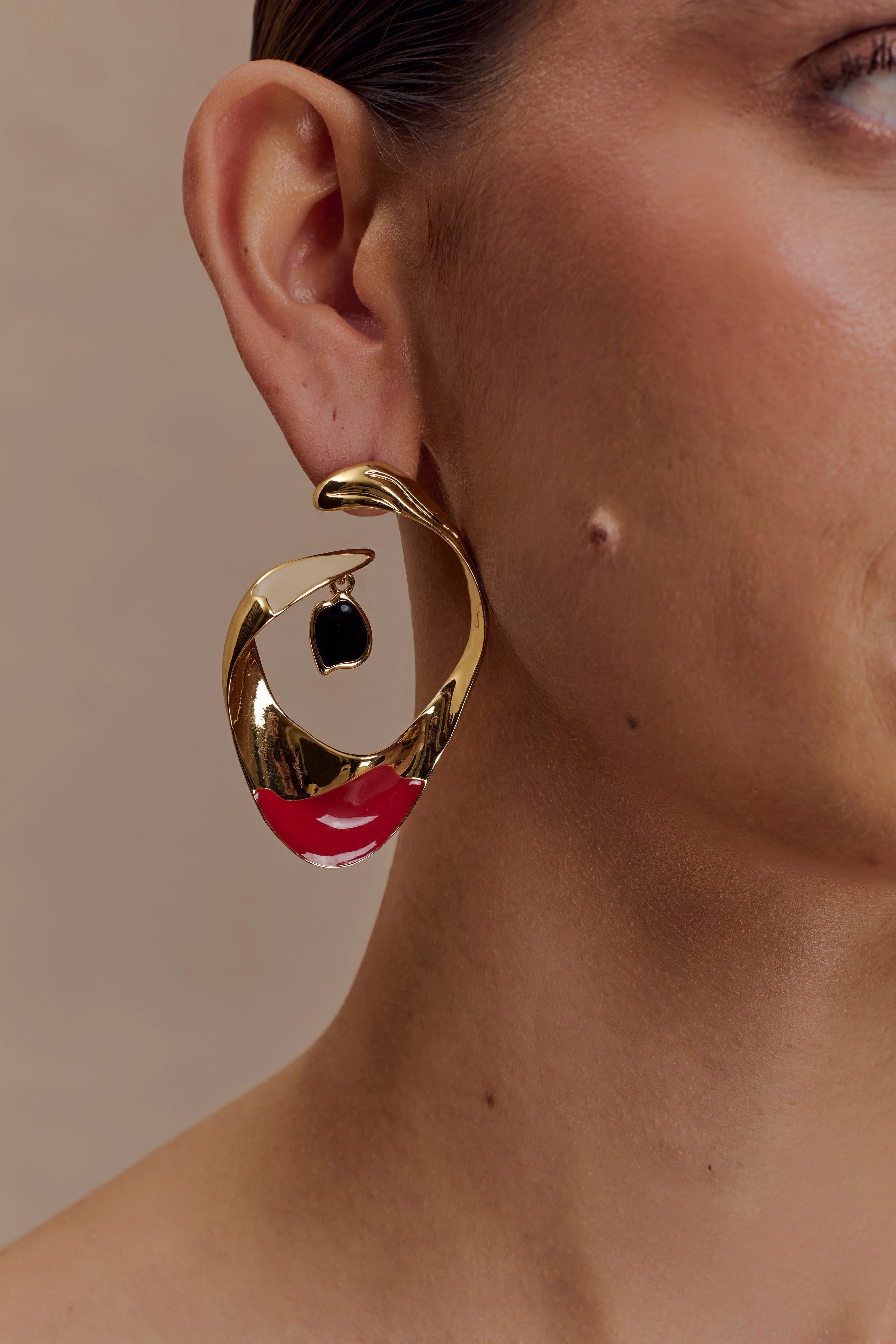 Marna Large Hoop Earrings With Stones Gold