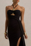 Mohito Black Halter Neck Cut Out Maxi Dress With Split