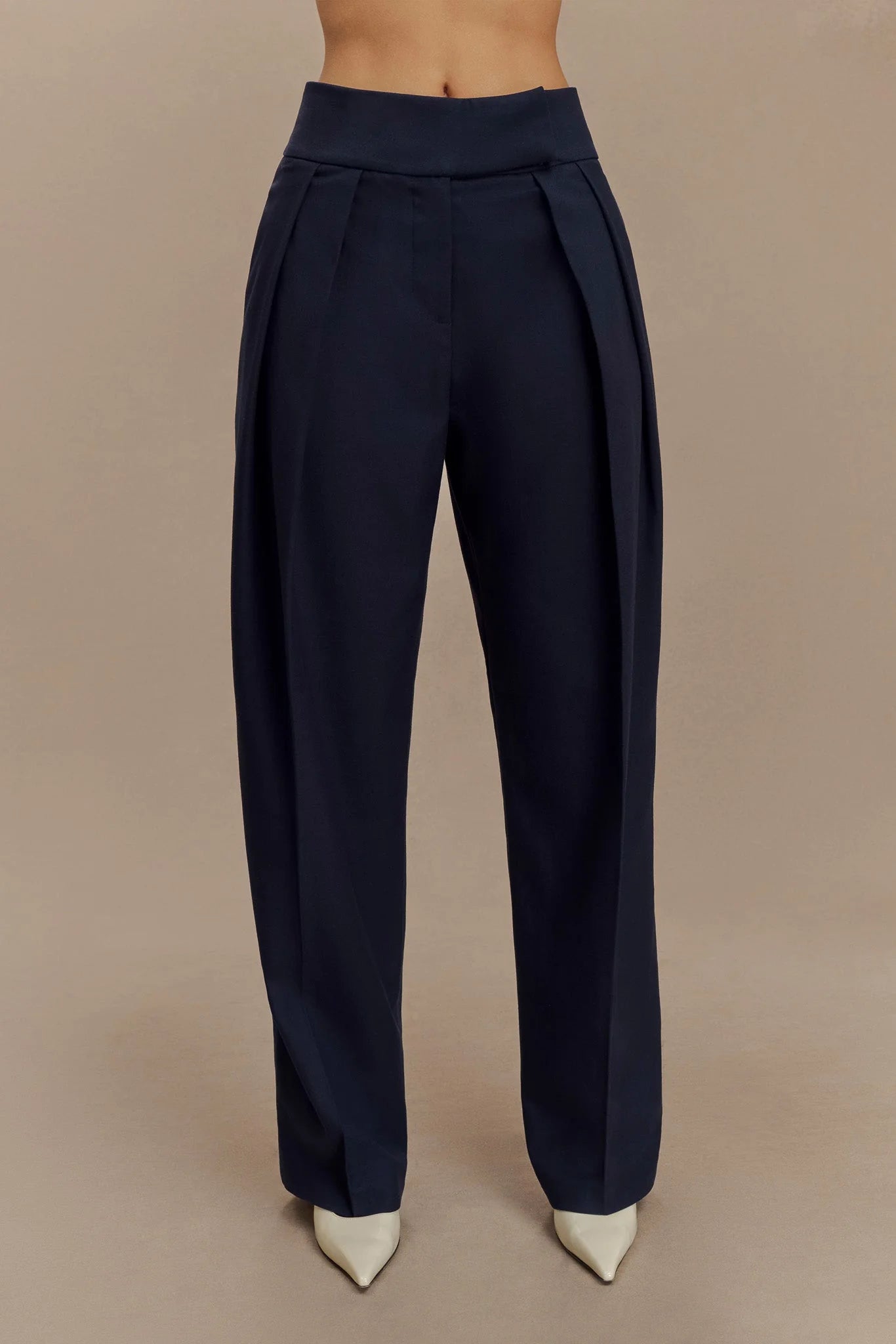 Penelope Pleated High Waisted Pants Dark Navy