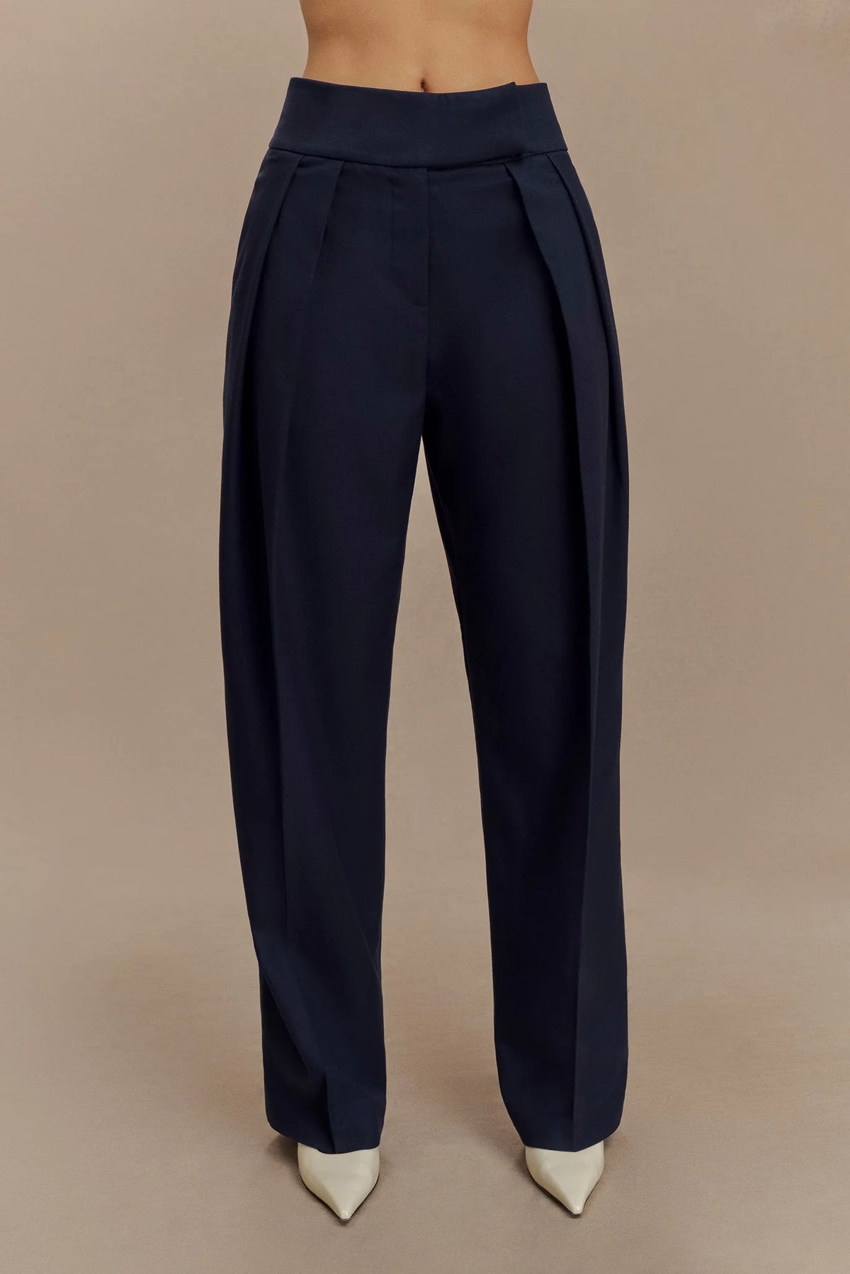 Penelope Pleated High Waisted Pants Dark Navy