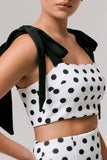Phoebe Black White Polka Dot Crop Top With Tie Straps Tie