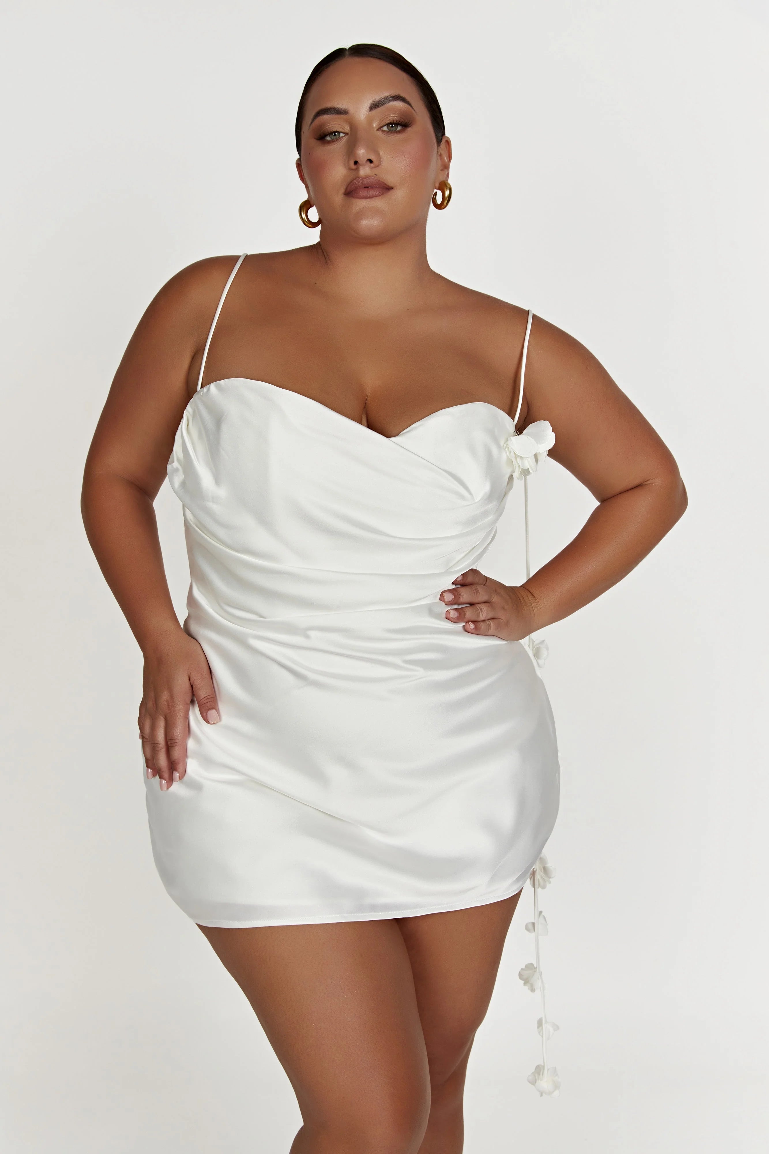 Otillie Rose Halter Mini Dress White