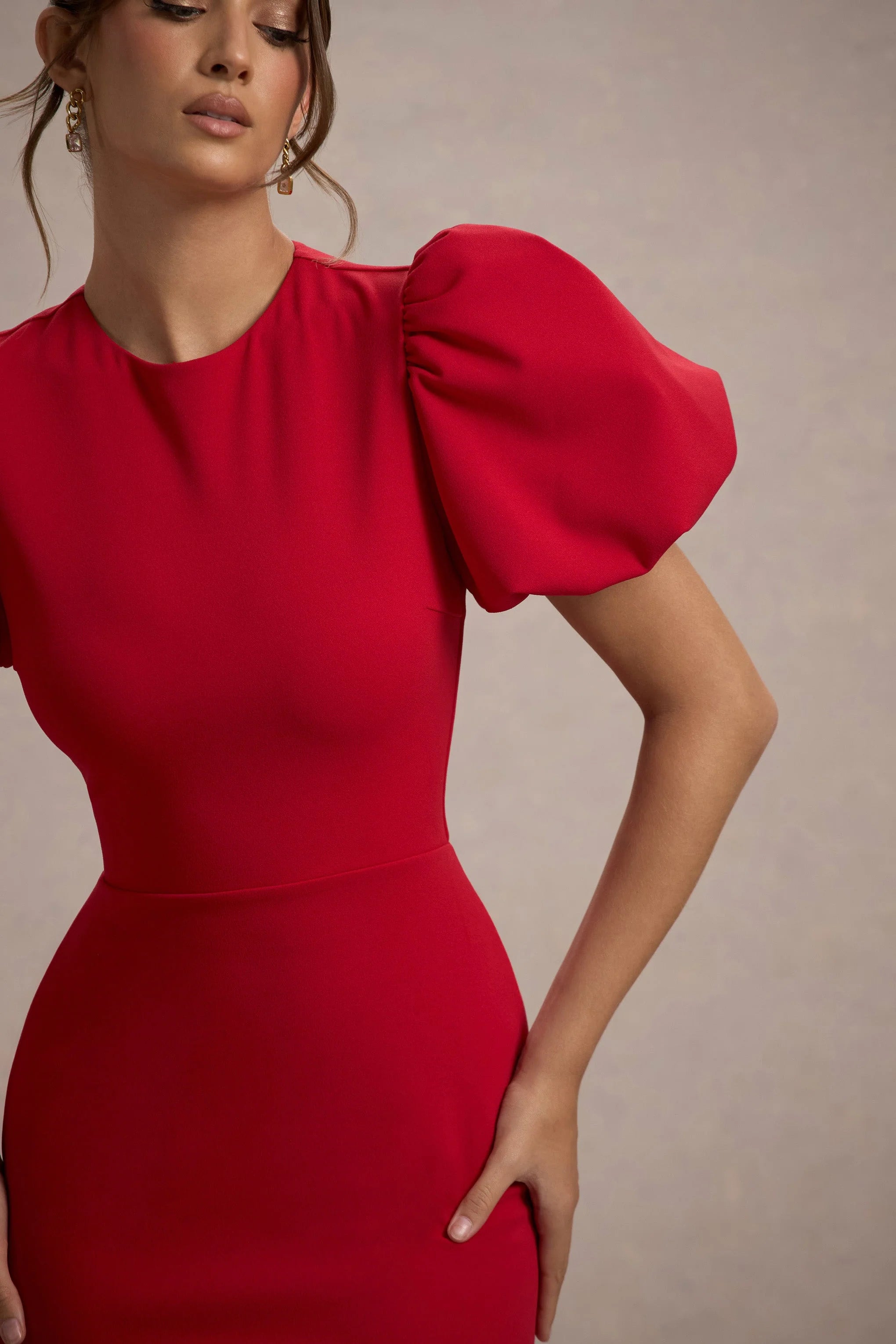 Love Letters Red Puff Sleeve Maxi Dress
