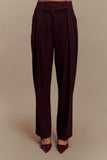 Penelope Pleated High Waisted Pants Mahogany