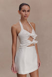 Ella Bow Detail Halter Mini Dress White