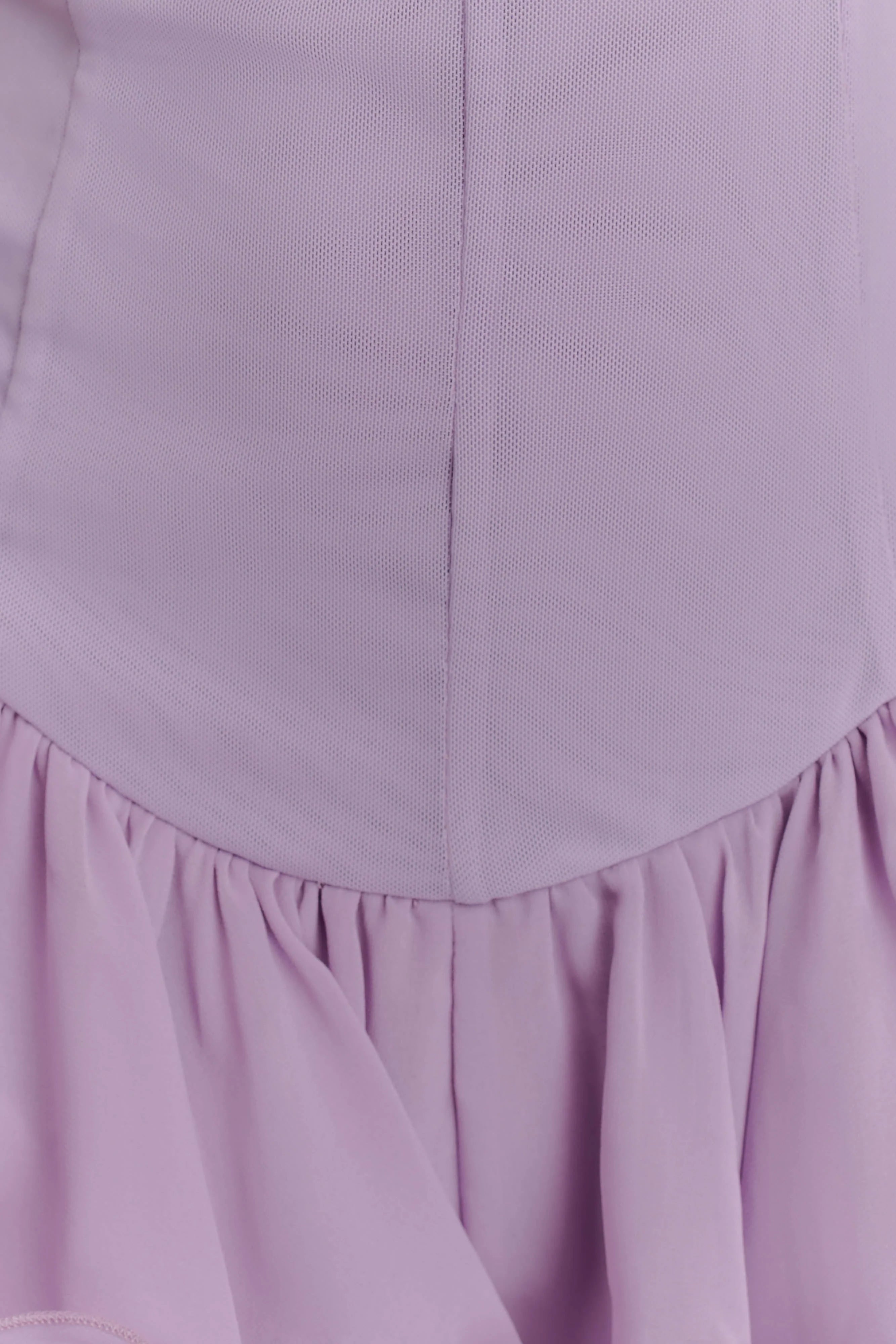 Calantha Ruffle Mesh Mini Dress Lilac