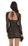 Mesh Long Sleeve Bodycon in Black