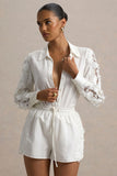 Coconut Ecru Button Up Shirt With Lace Detail