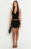 Clancy Black Velvet Crop Top