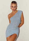 Percilla Ladder Knit Mini Dress Blue