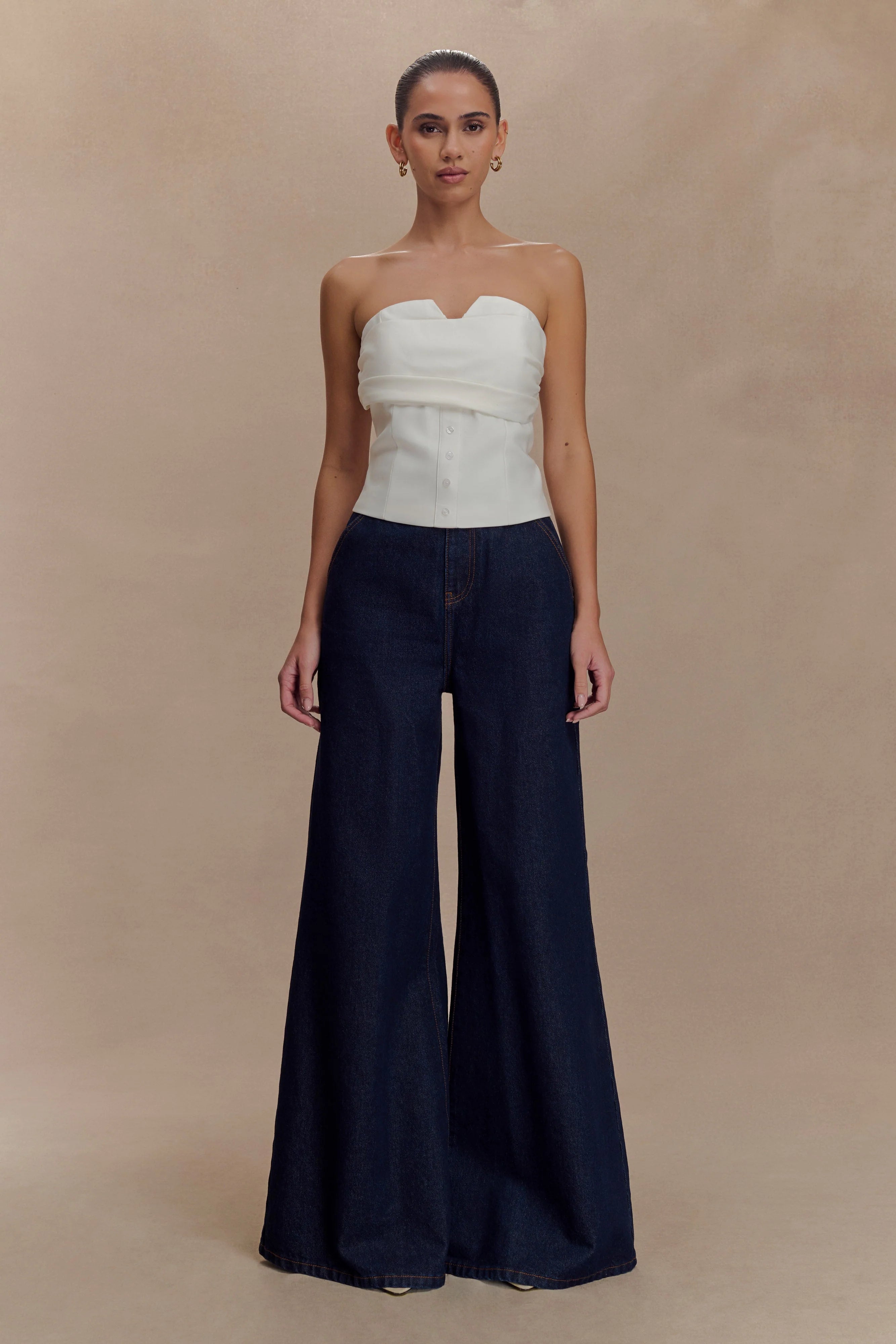 Zillah Strapless Cotton Top White