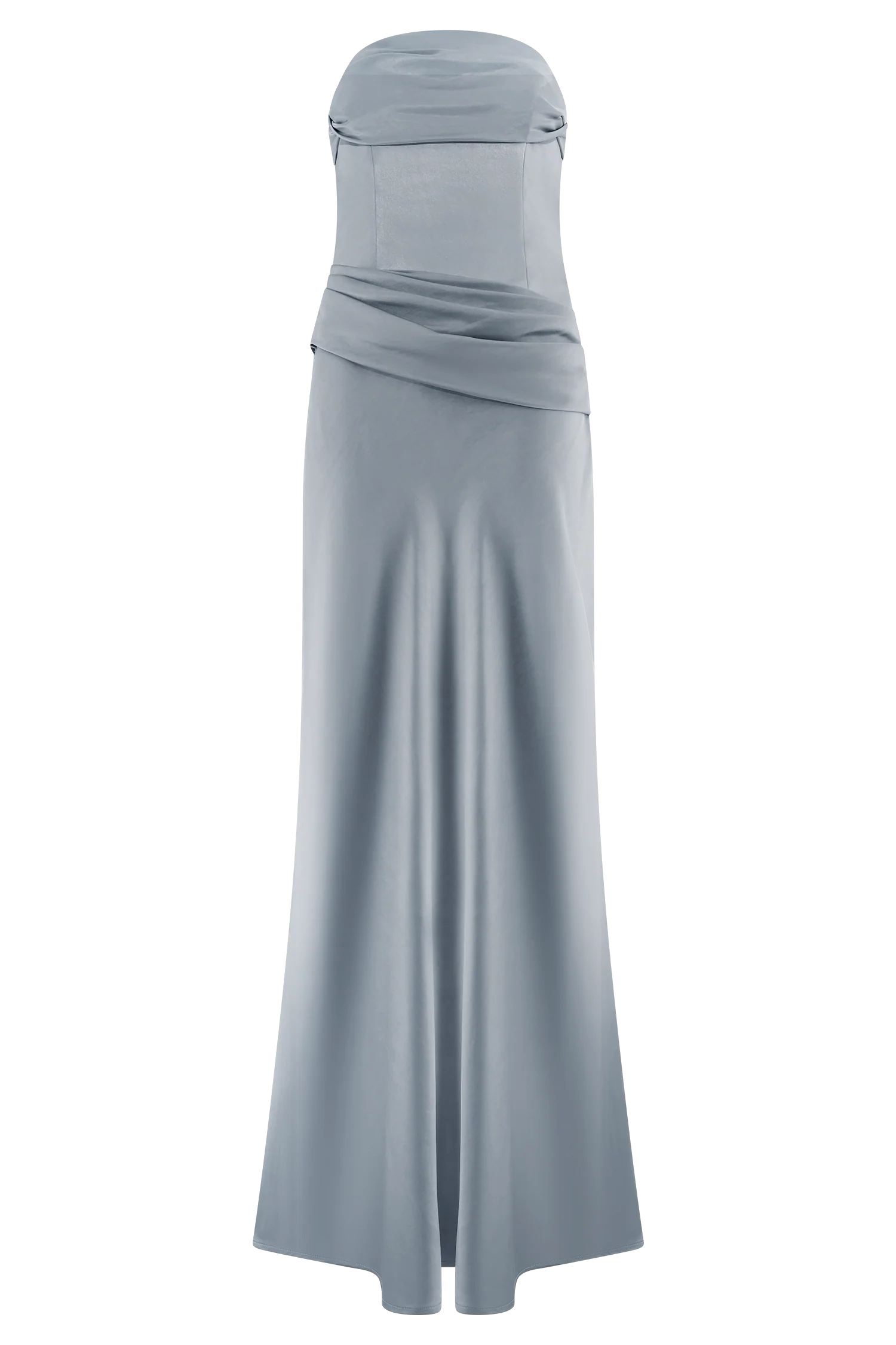 Jasmine Strapless Satin Maxi Dress Frosted Blue