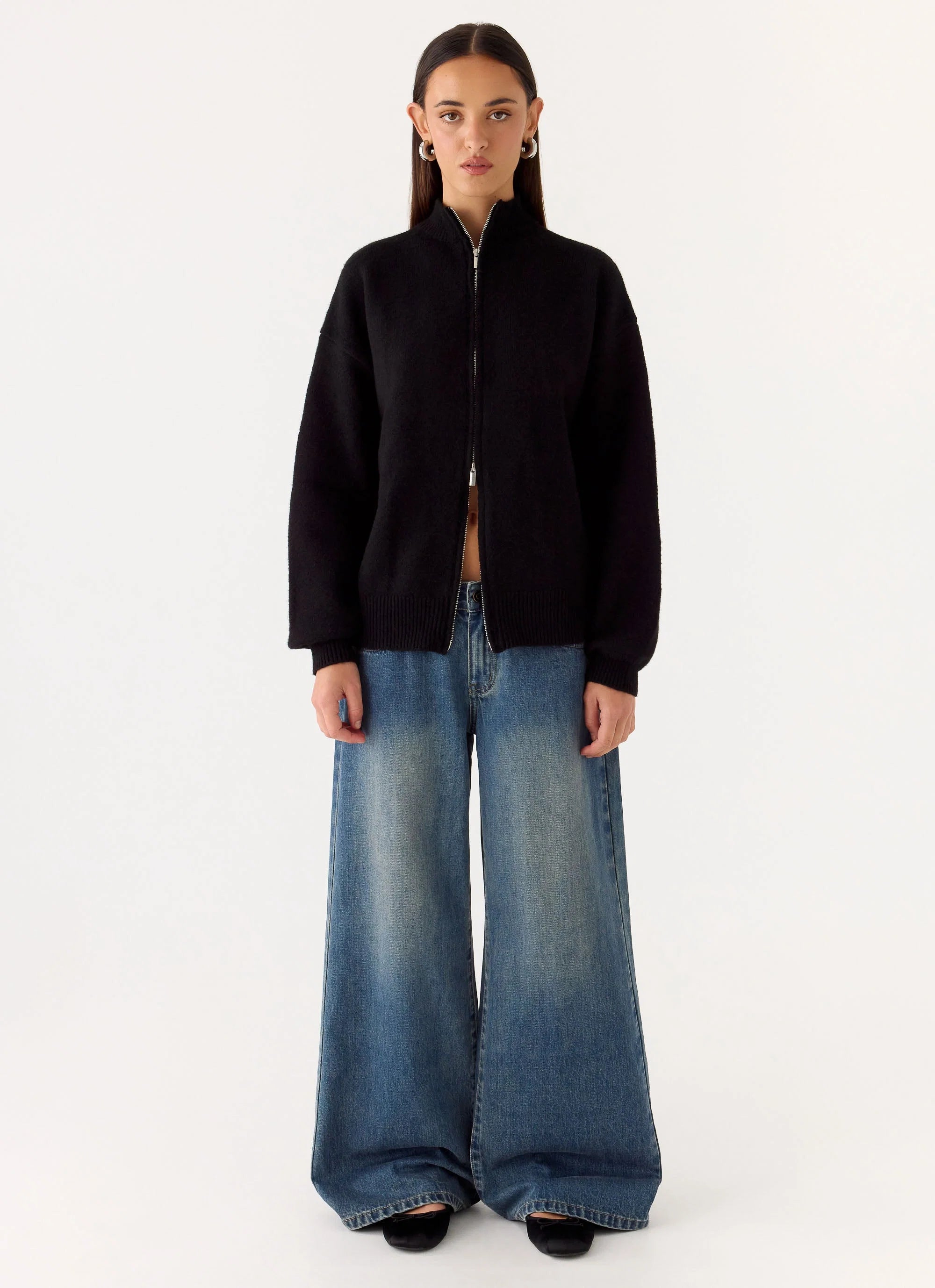 Davy Knit Zip Jacket Black