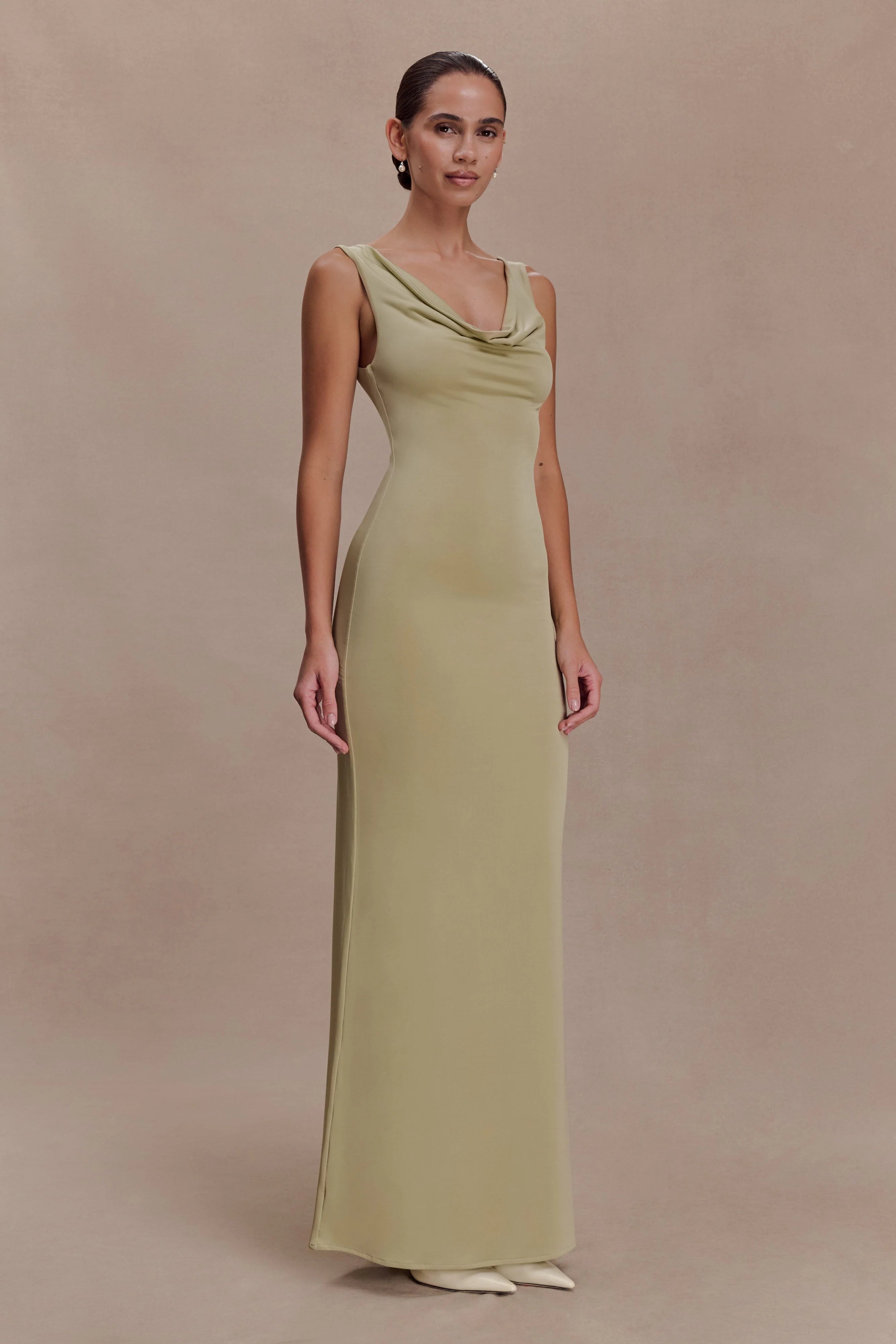 Marta Slinky Cowl Maxi Dress Sage