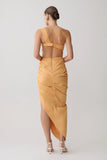 Birgit Linen Midi Dress With Hardware Deep Peach