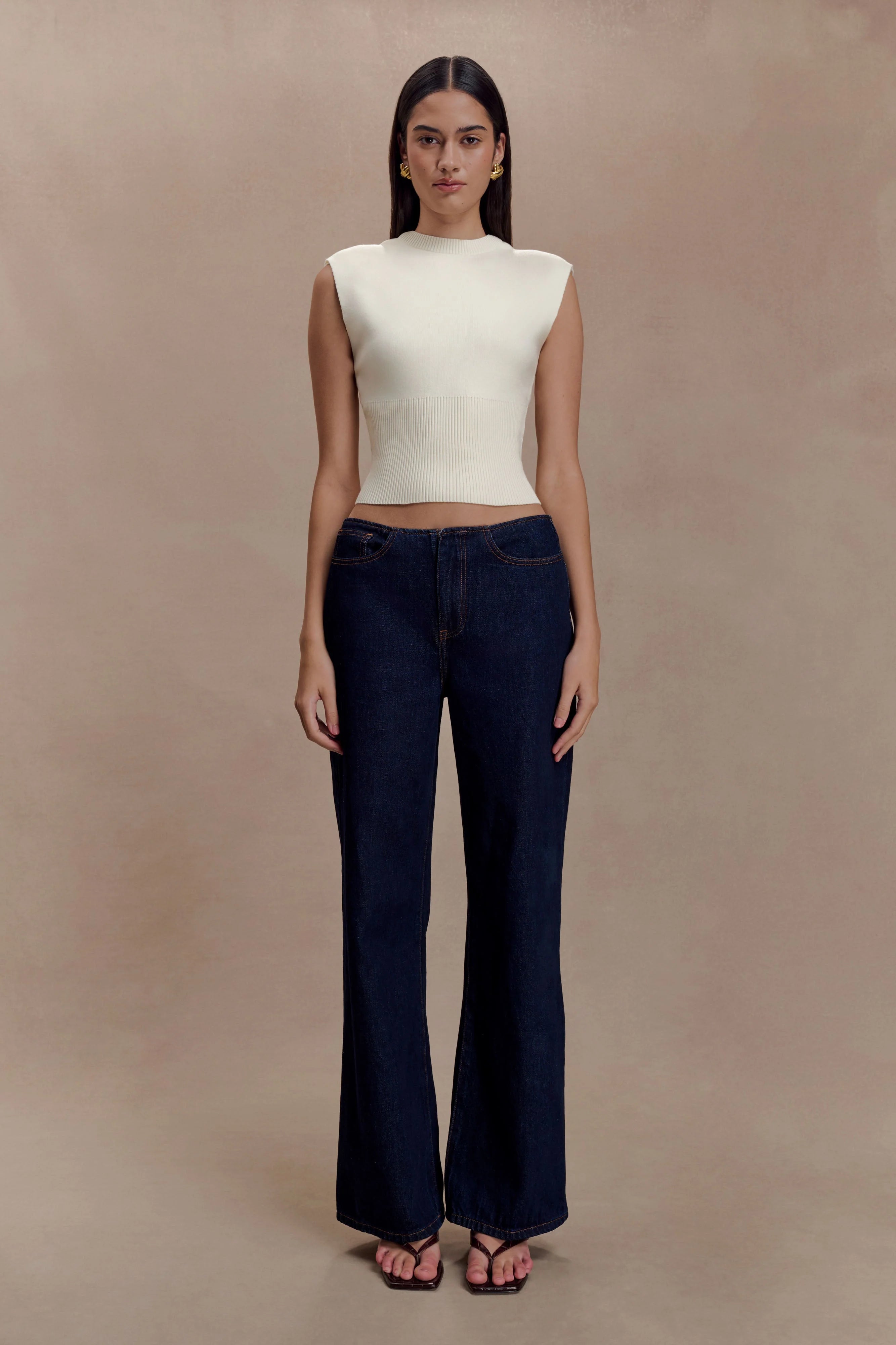 Sharpay Sleeveless Knit Top Ivory